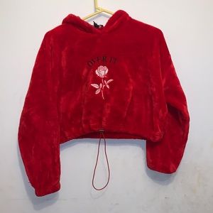 Forever 21 Rose Crop-Top Hoodie